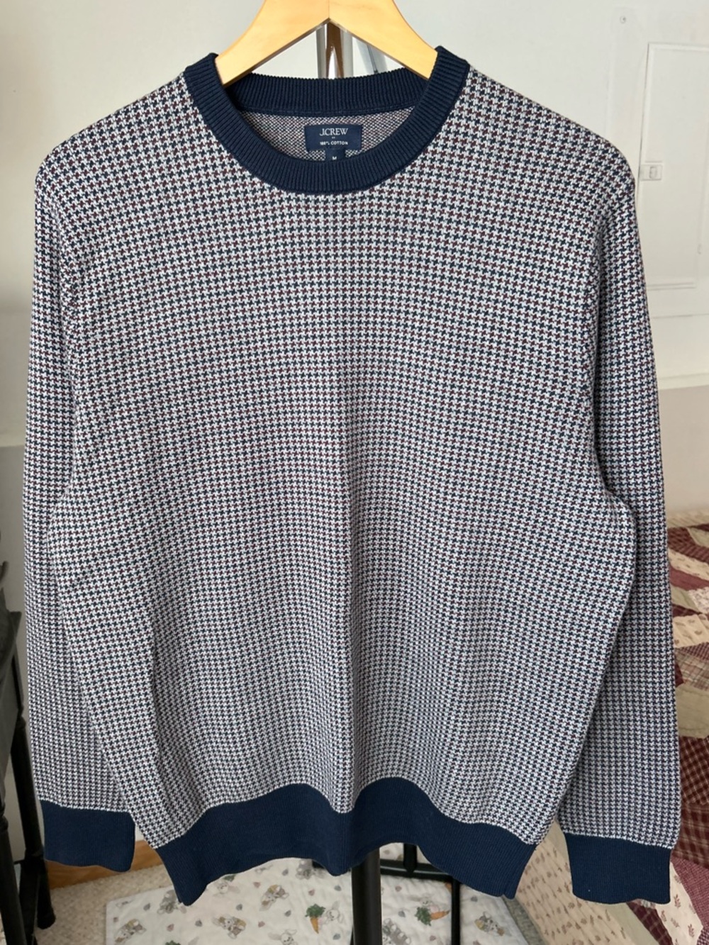 J. Crew Houndstooth Crewneck Pullover Knit Sweater